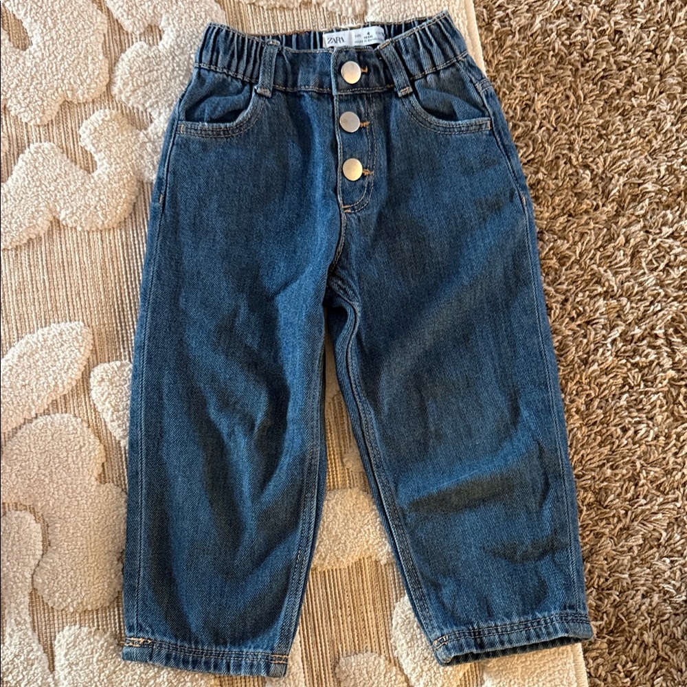 Zara Kids Dark Blue Buttoned Jeans